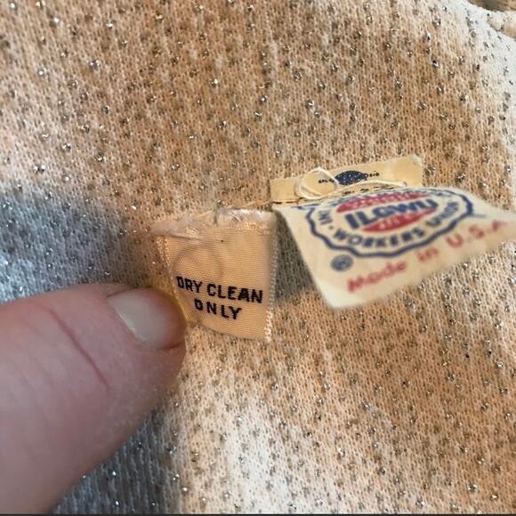 Vintage 60’s 70’s Silver Ruffle Neck Evening Dress 8 - Picture 4 of 7